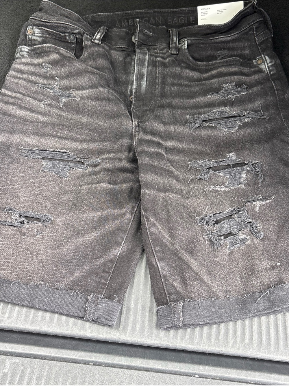 American Eagle Outfitters Distressed Charcoal Black Denim Shorts